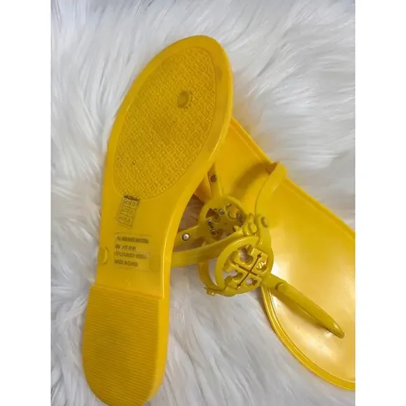 Tory Burch Mini Miller Flat Jelly Thong Sandals Yellow Size 9 - Picture 3 of 3
